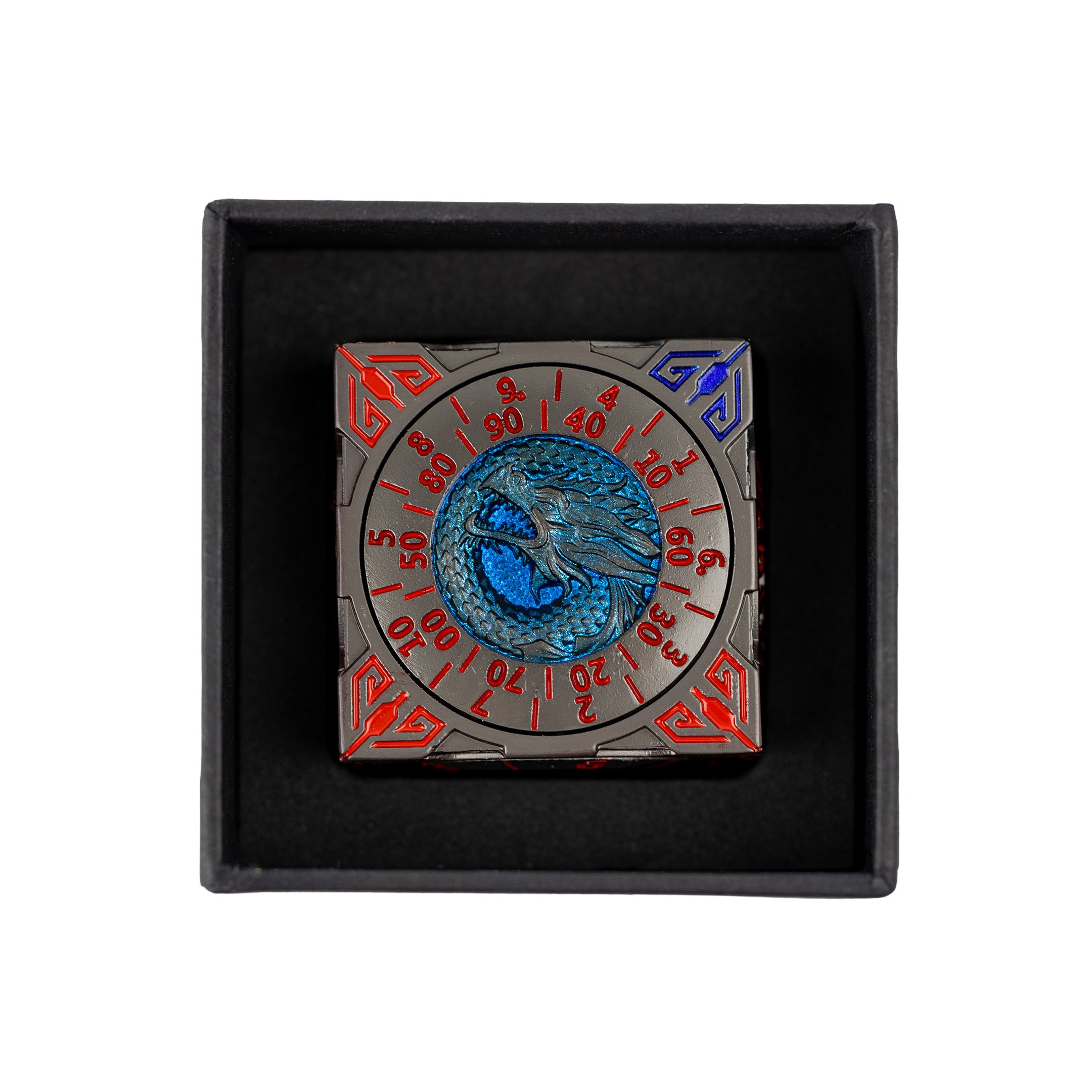 Blue cube dnd dice set fidget spinner with box