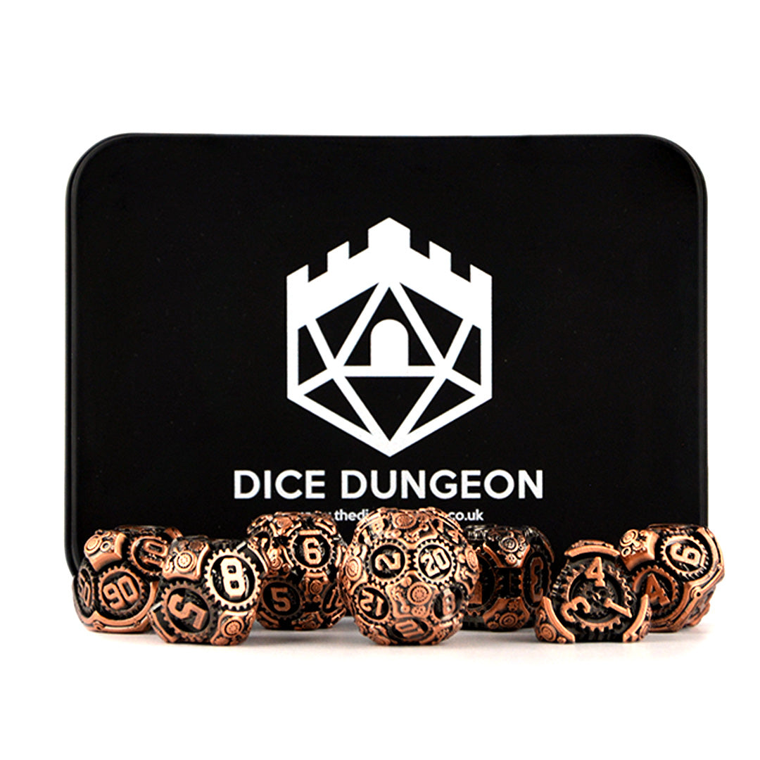 Tinker Toys: Bronze dnd dice with tin