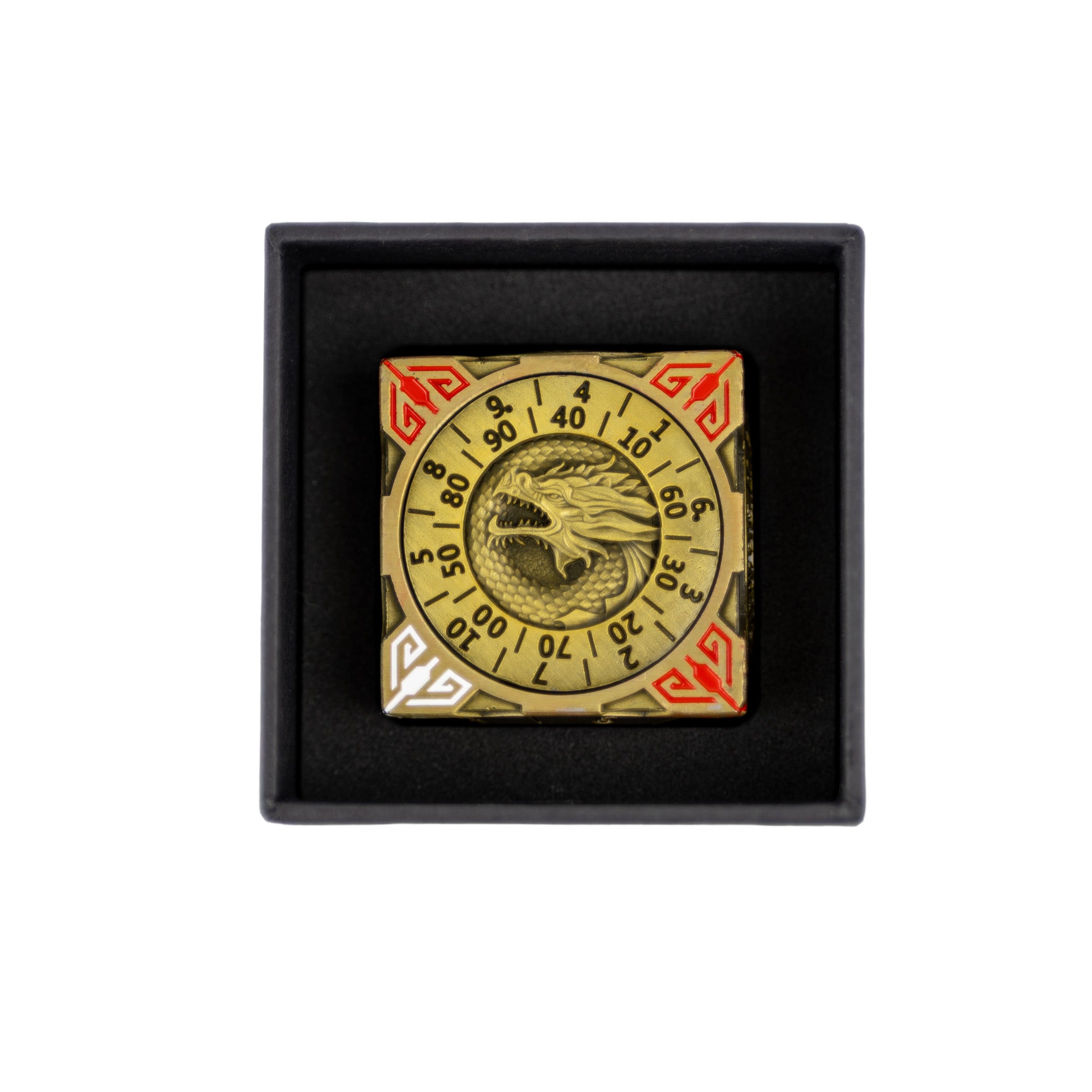 Gold cube dnd dice set fidget spinner with box