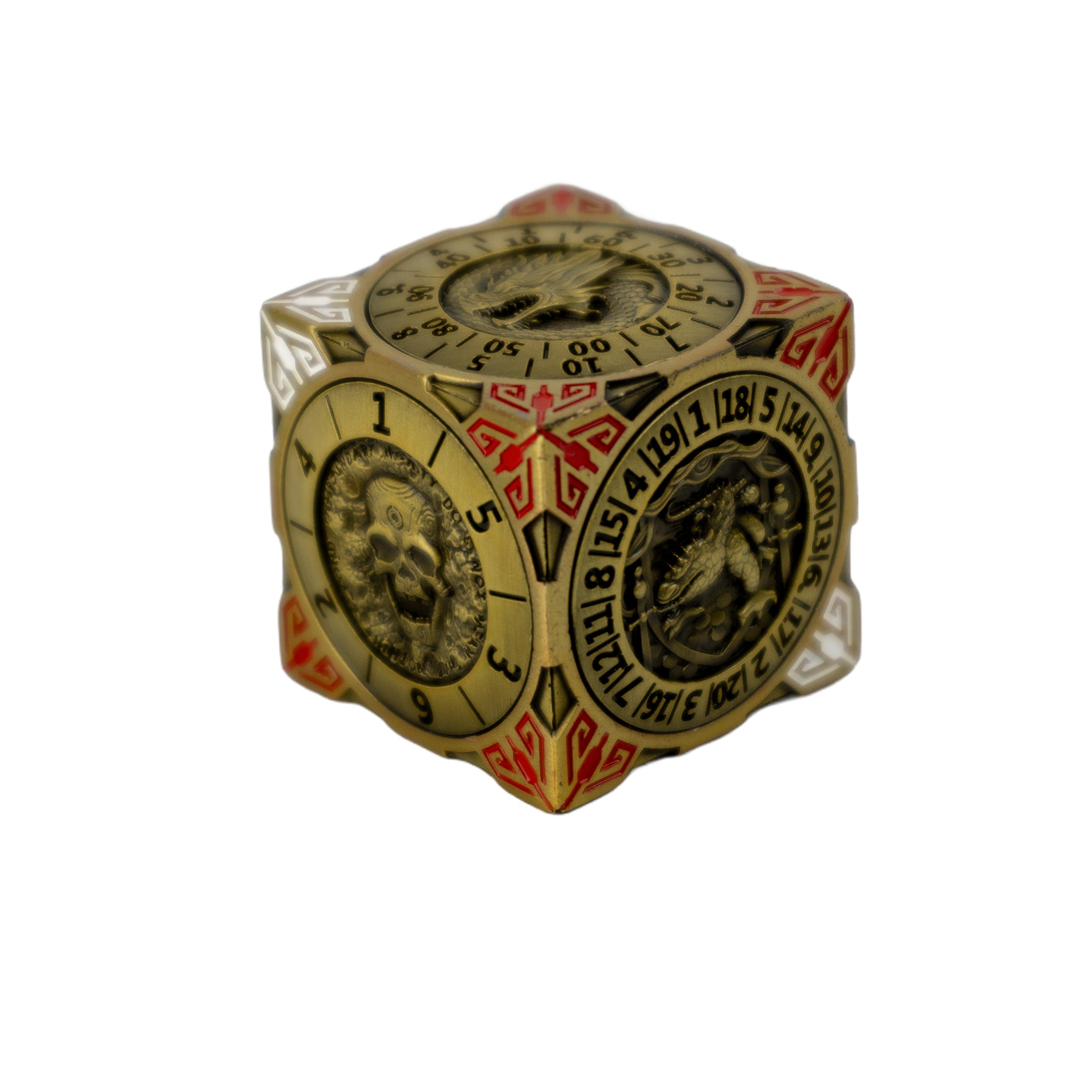 Gold cube dnd dice set fidget spinner second side