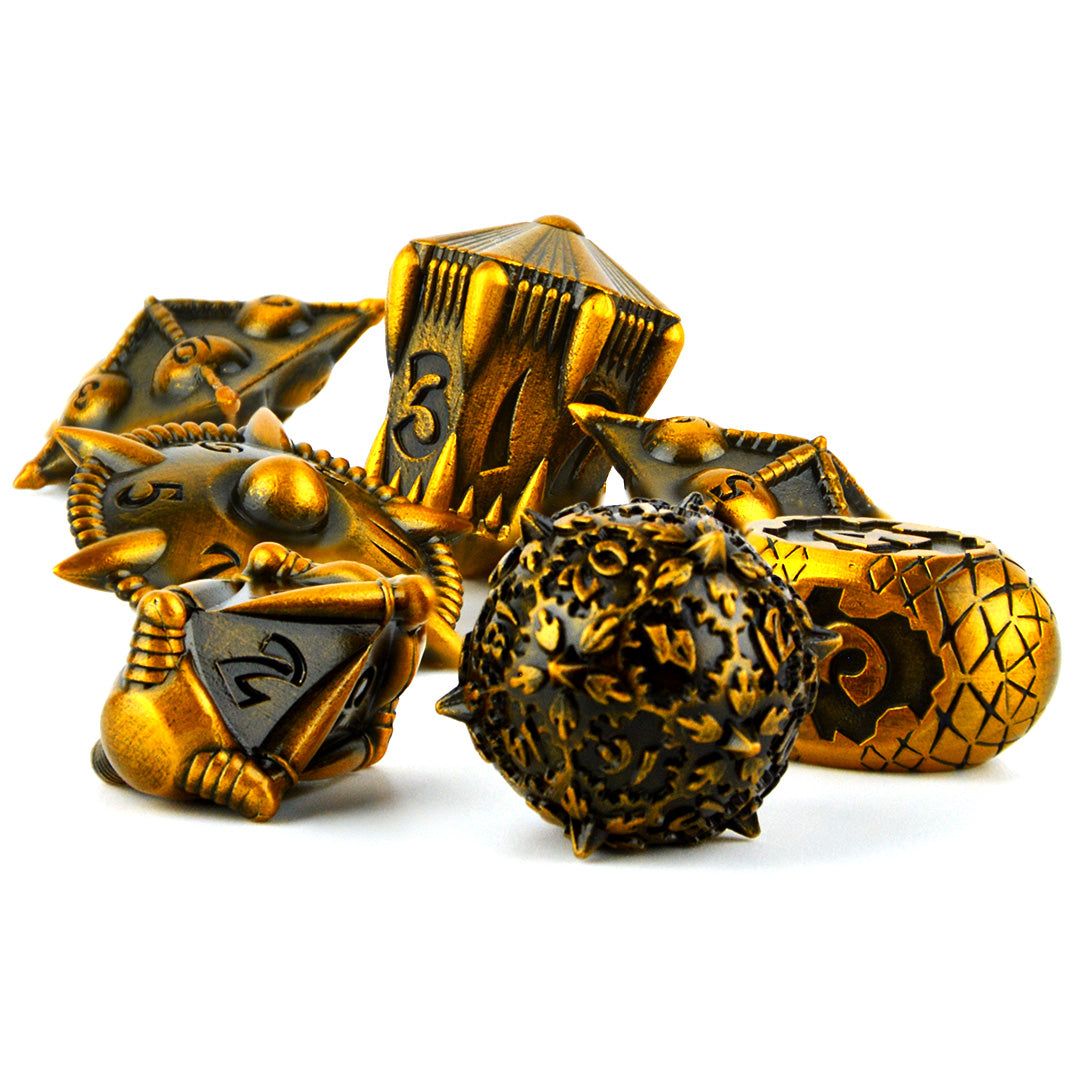 Bronze Caltrops | Sharp Spikes Metal Dice Set (7pcs) | Dungeons and Dragons  DnD