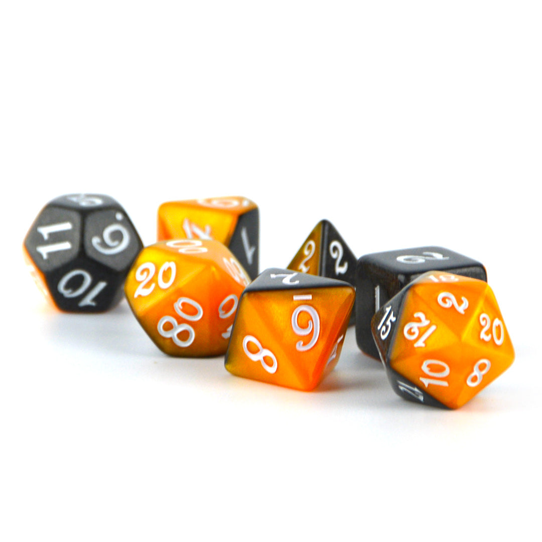 Pumpkin Spice black and orange halloween dnd dice set