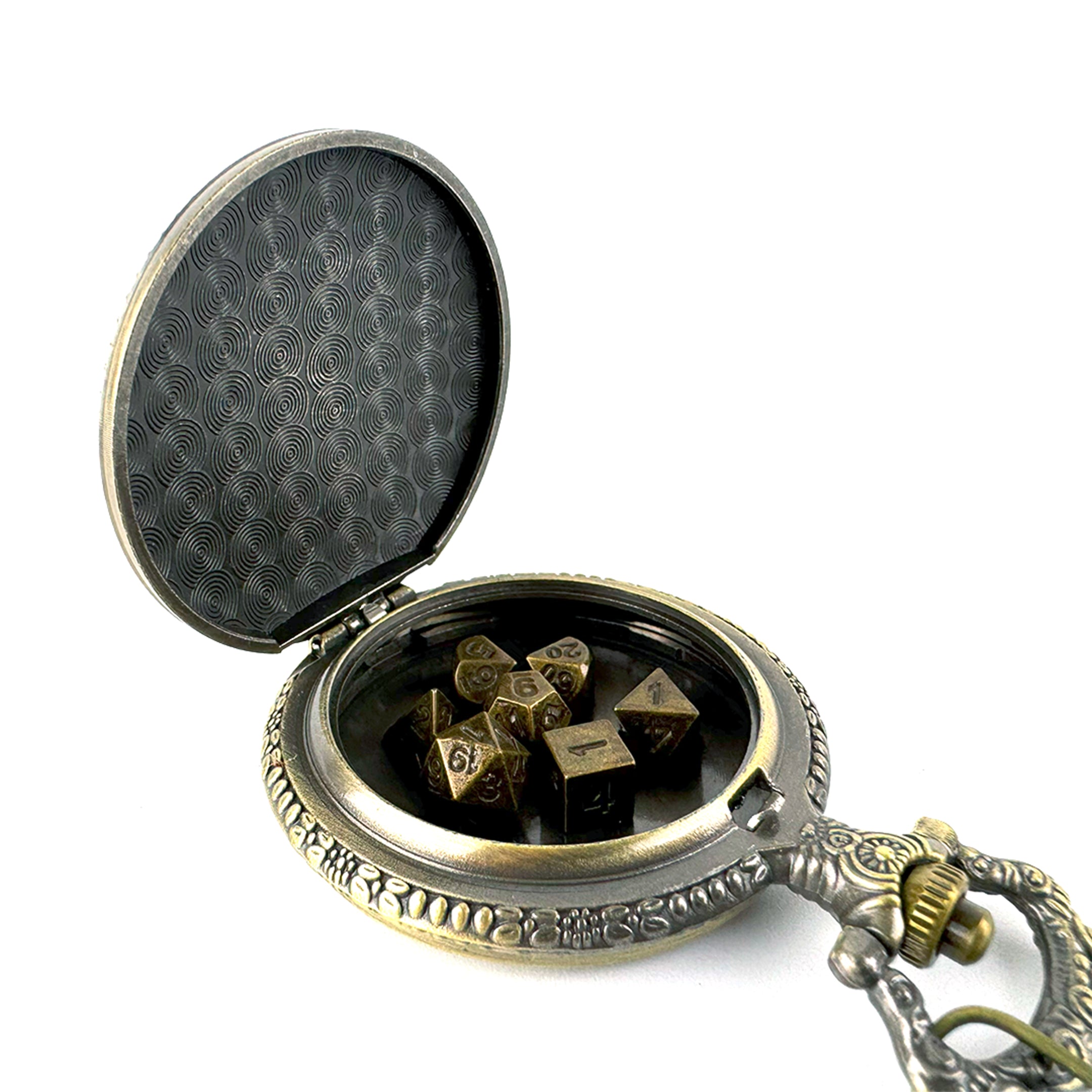 Token Of The Dragon - Pocket Watch Filled With Mini Dice