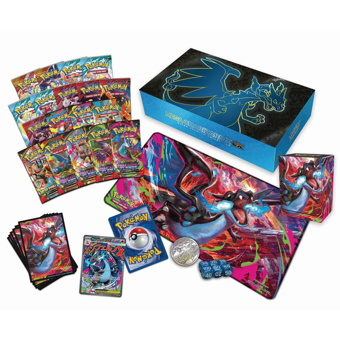 Pokemon TCG Mega Charizard Ultra Premiumn Collection inside contents