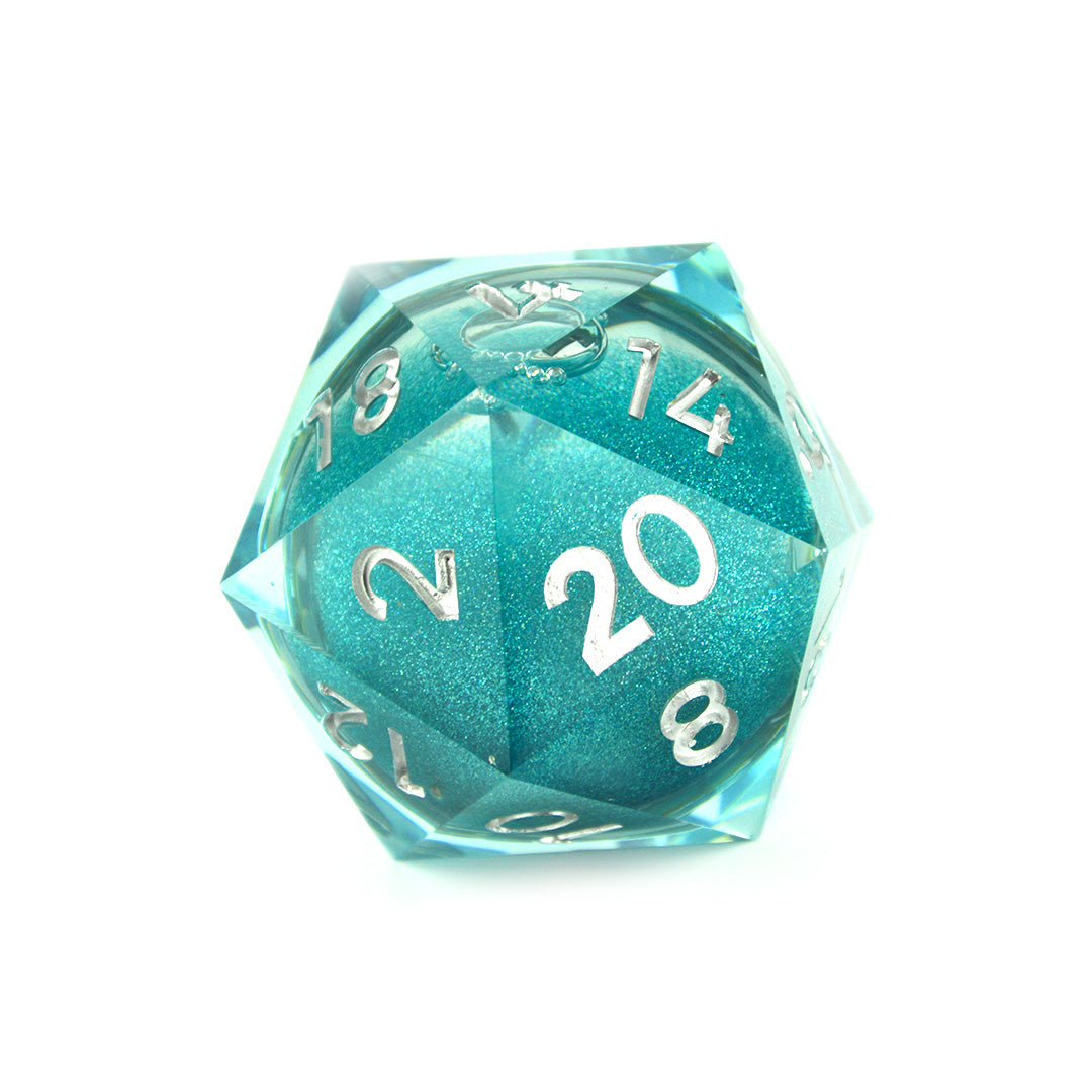 Dungeons and Dragons 55mm Large Resin Glitter Blue dice sharp edge