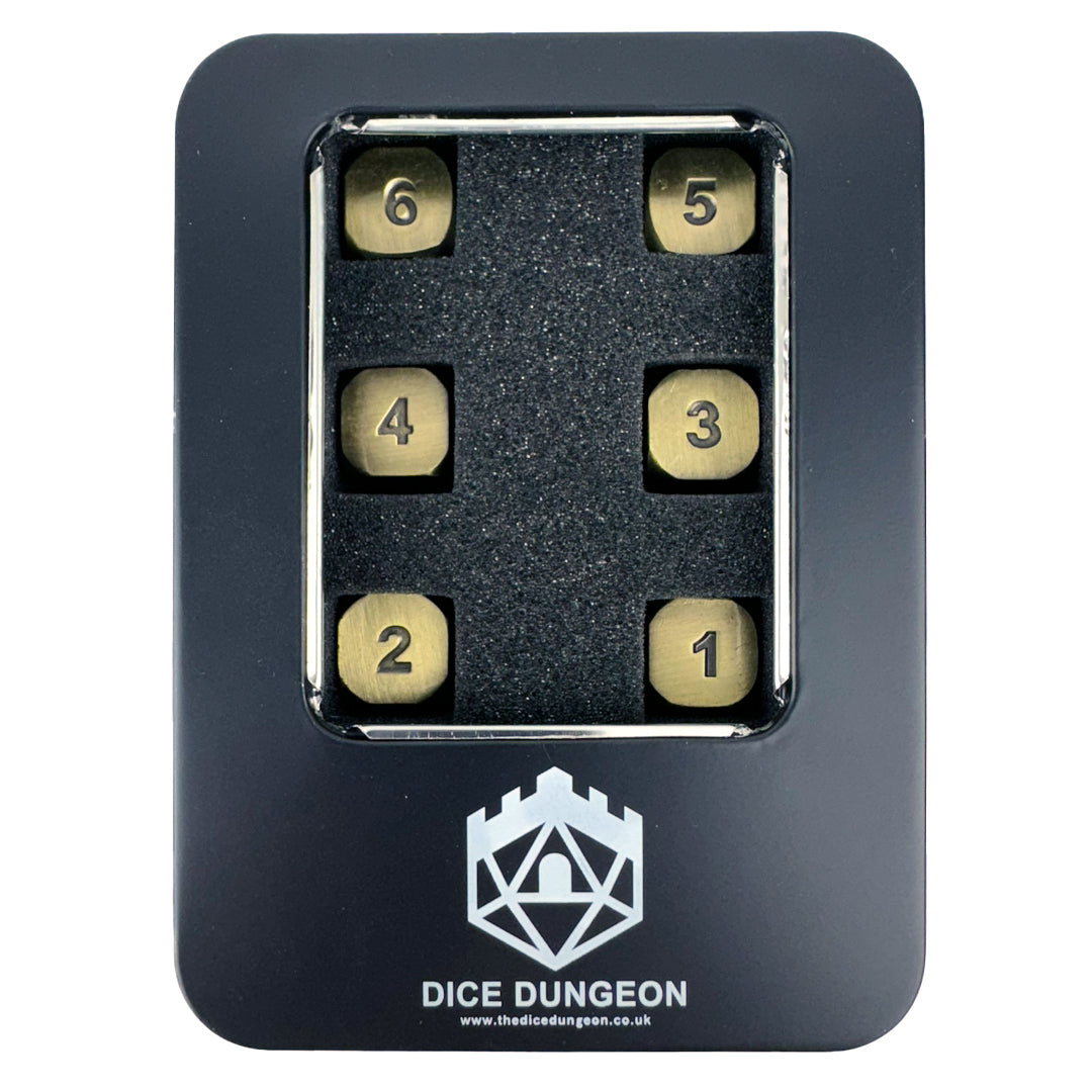 Tarnished Nickel d6 dice set with tin