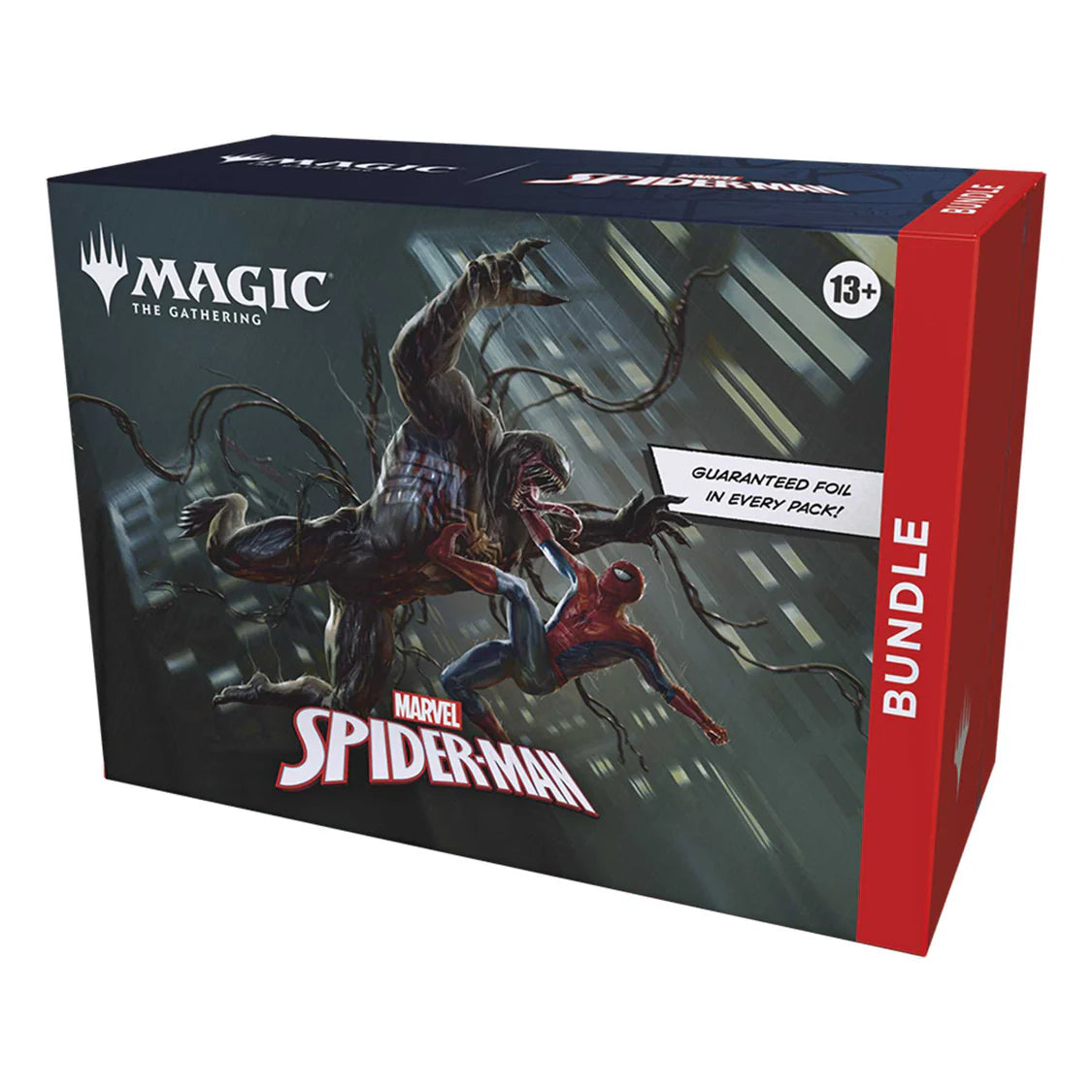 Marvel Spider-Man and Magic: The Gathering bundle packaging on a white background