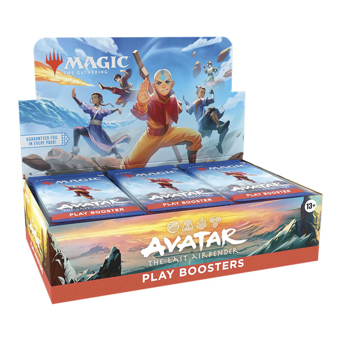 Collection of 'Avatar: The Last Airbender' play booster packs from 'Magic: The Gathering'.