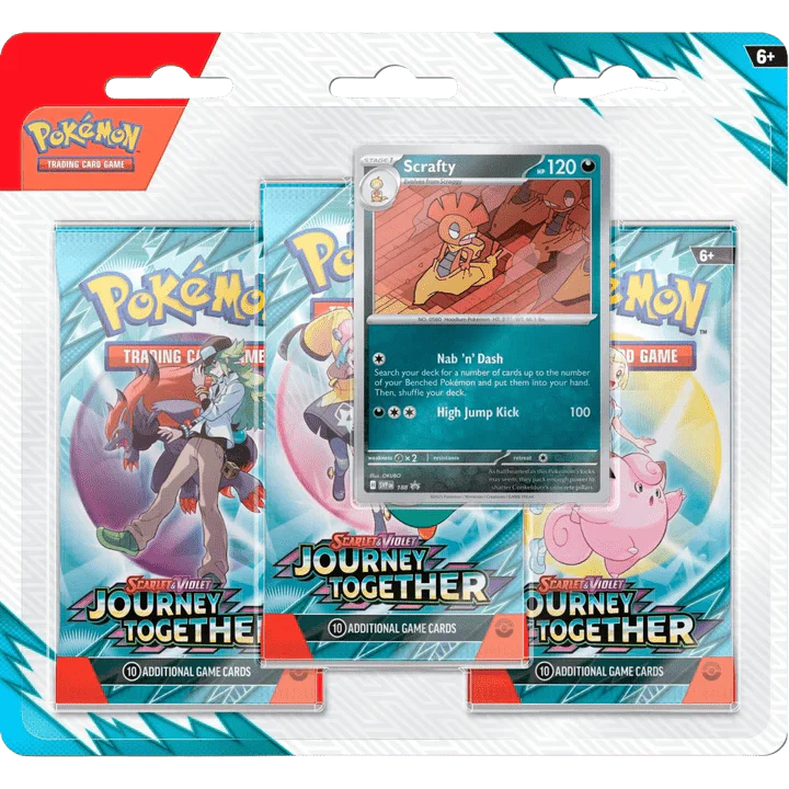 Pokemon TCG Journey Together 3 Pack Blister Scrafty