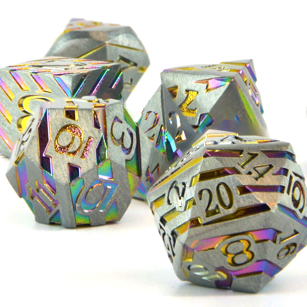 Legendary Ore: Bornite dnd dice set close up