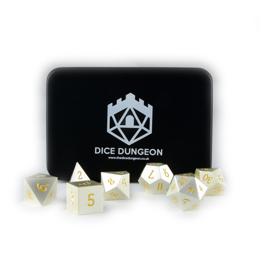 Noble Platinum metal dnd dice with tin