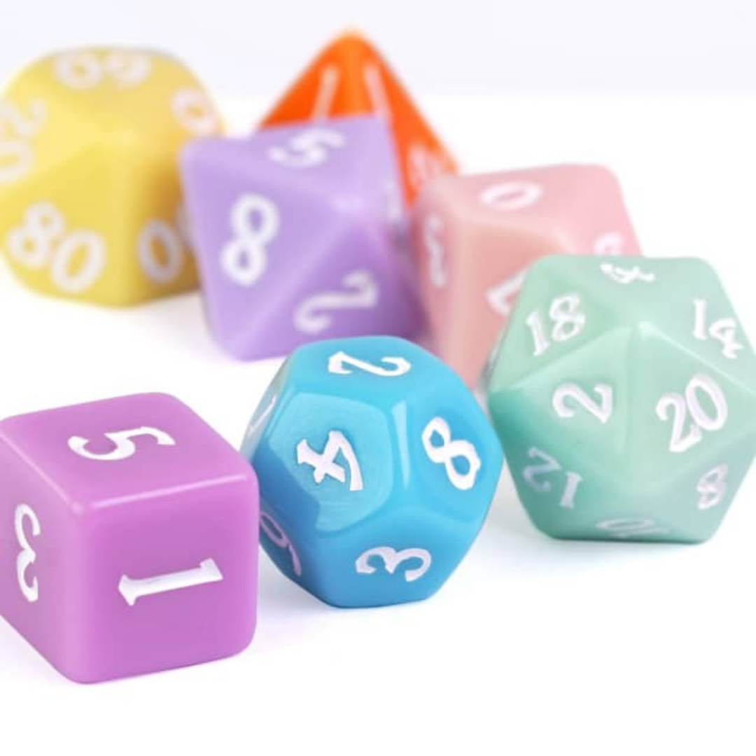 Pretty in Pastel zoomed dnd dice