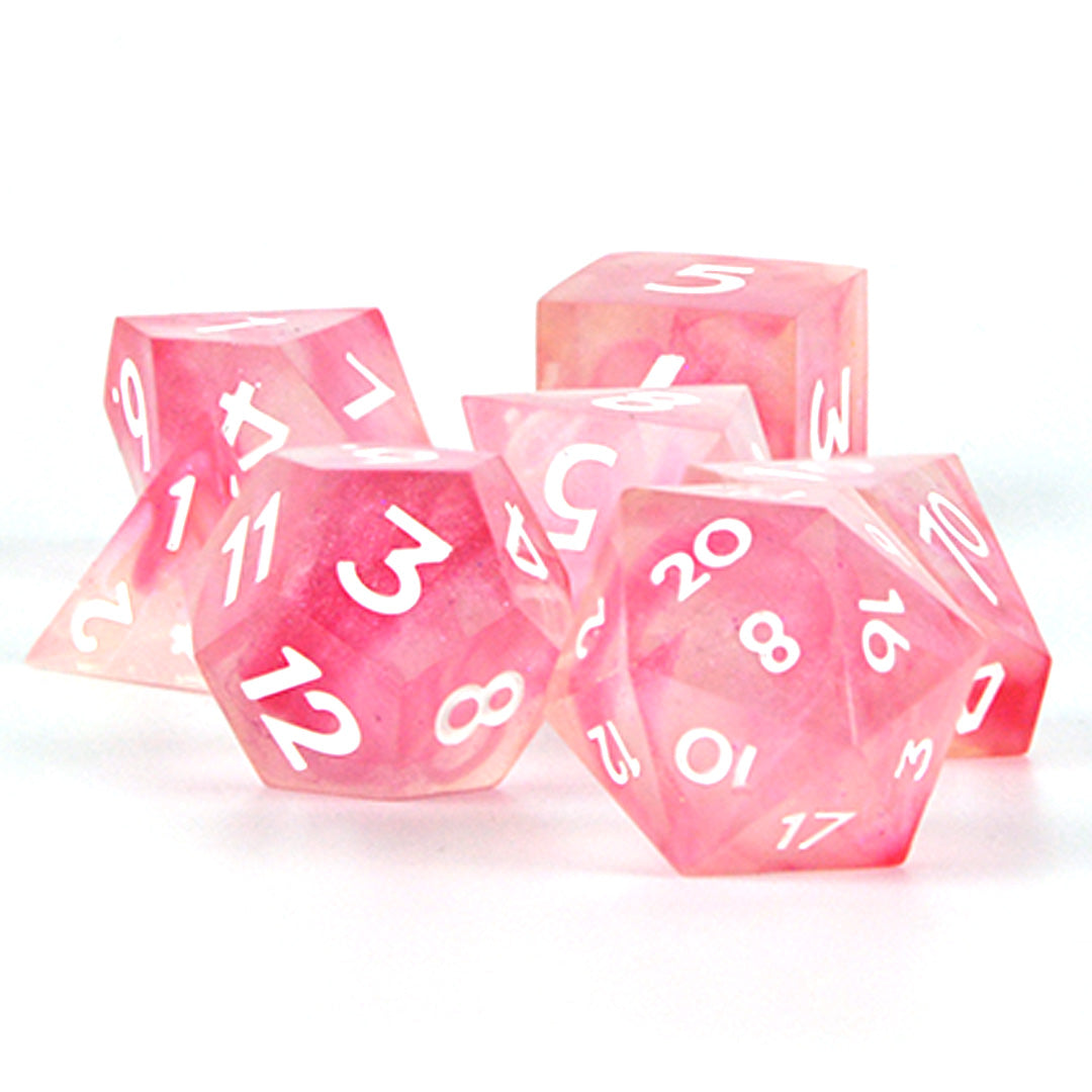 Sweetheart pink resin dnd dice set