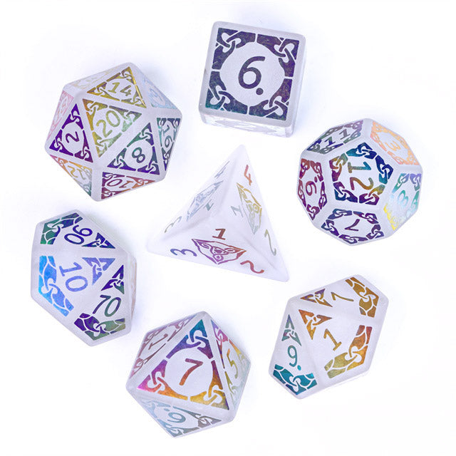 Quartz Rainbow Dice Top view, stock image