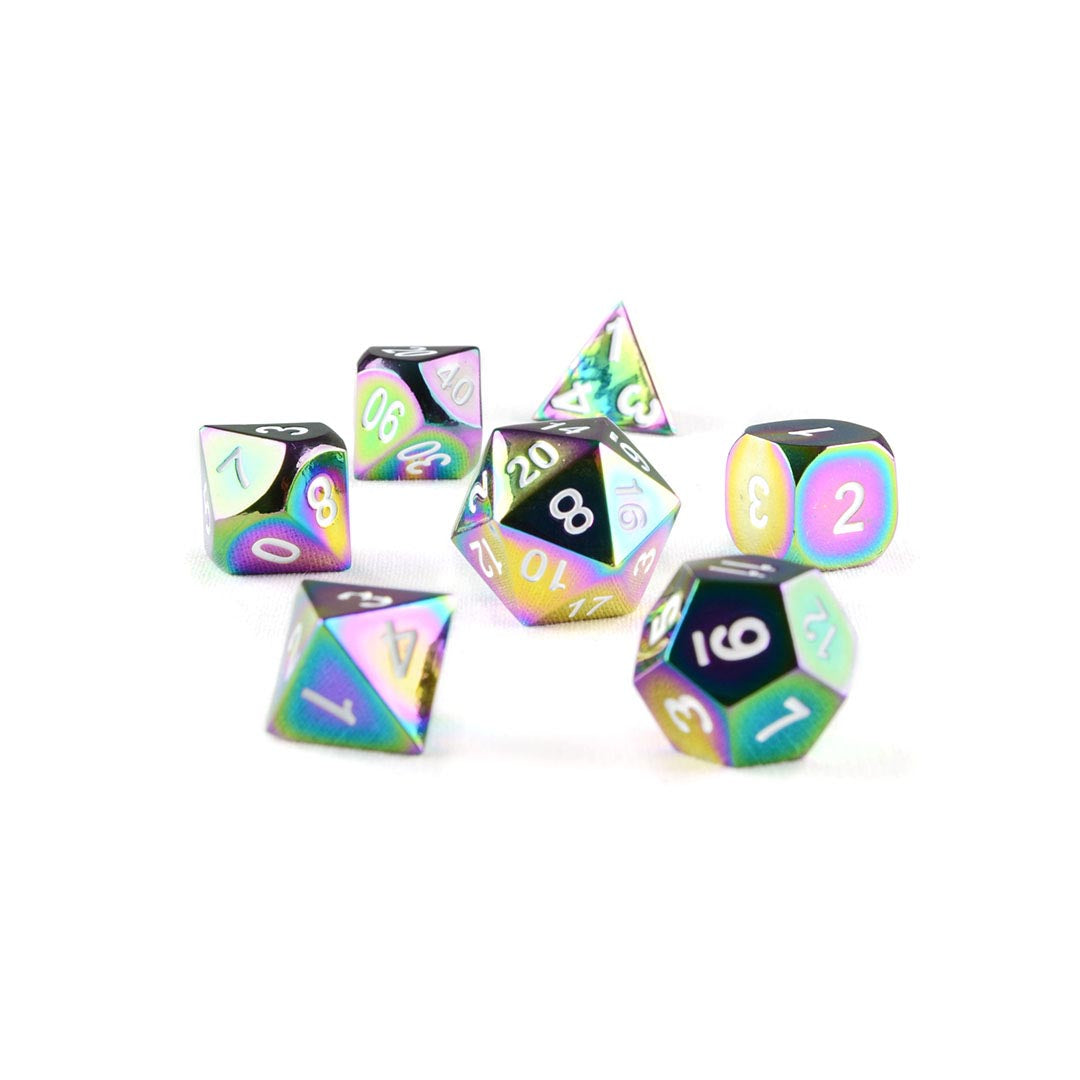 Rainbow colour metal dnd dice set