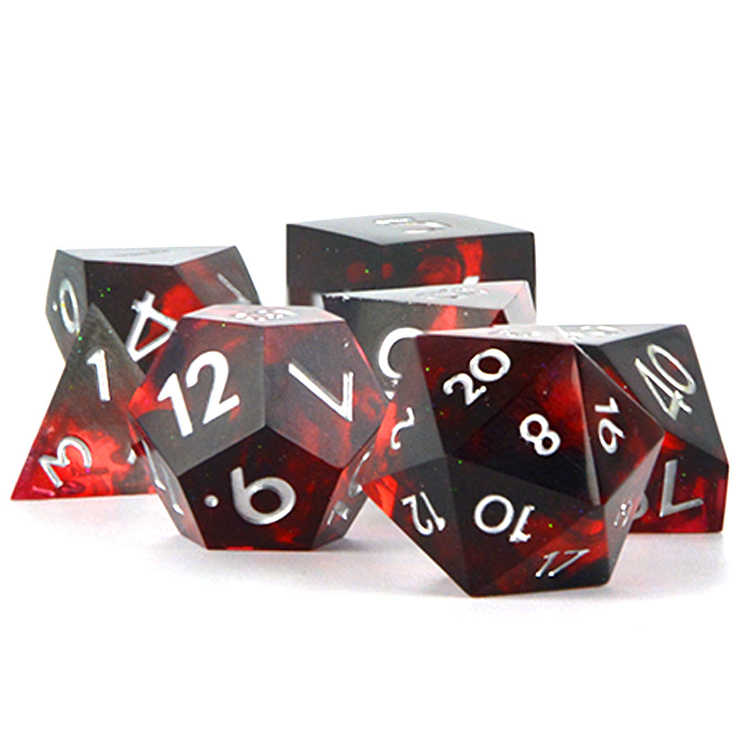 Red Dragons Fury Red and Black dnd dice set