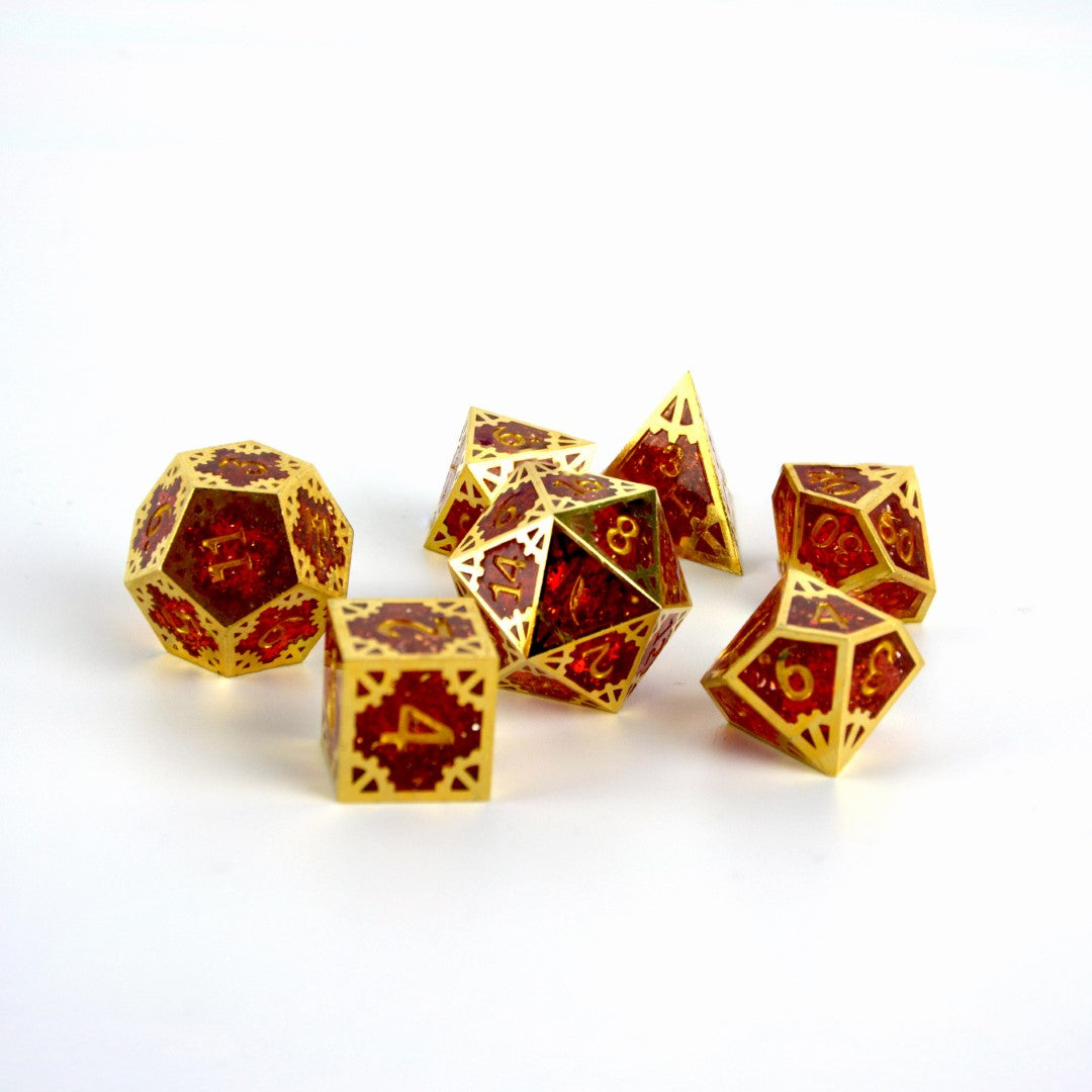 Rusty Quill Gaming Resin Metal Frame Dice with custom logo