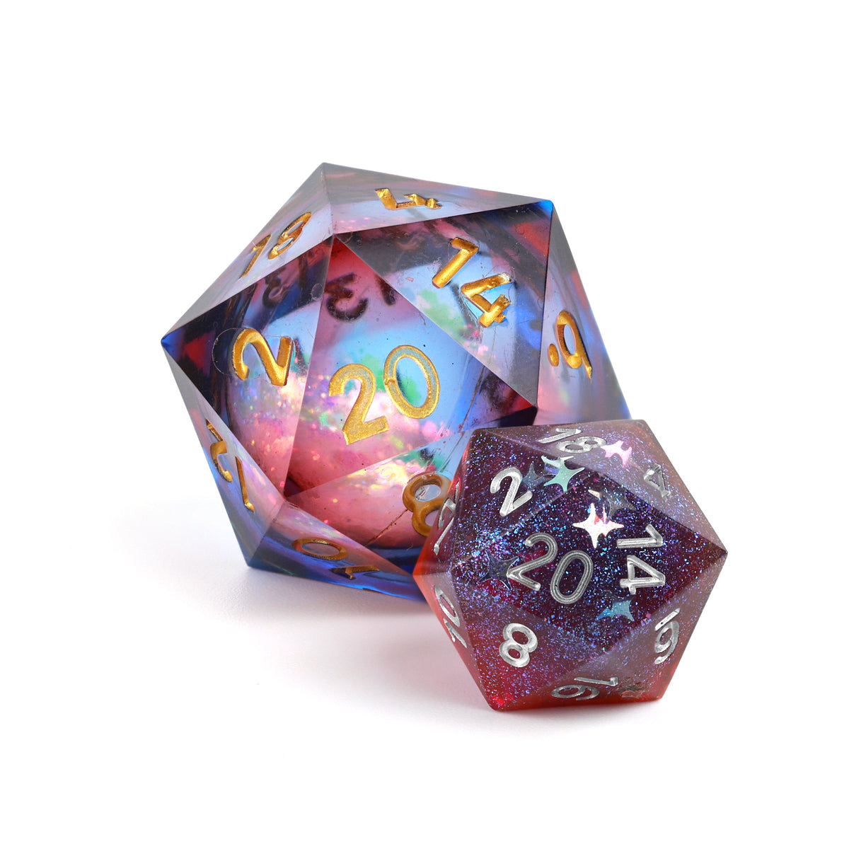 Bleeding Edge D20 35mm Liquid Core with normal d20 for size comparison