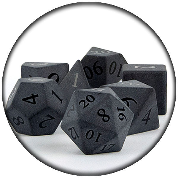 Obsidian dnd dice part of the Deluxe Dice range