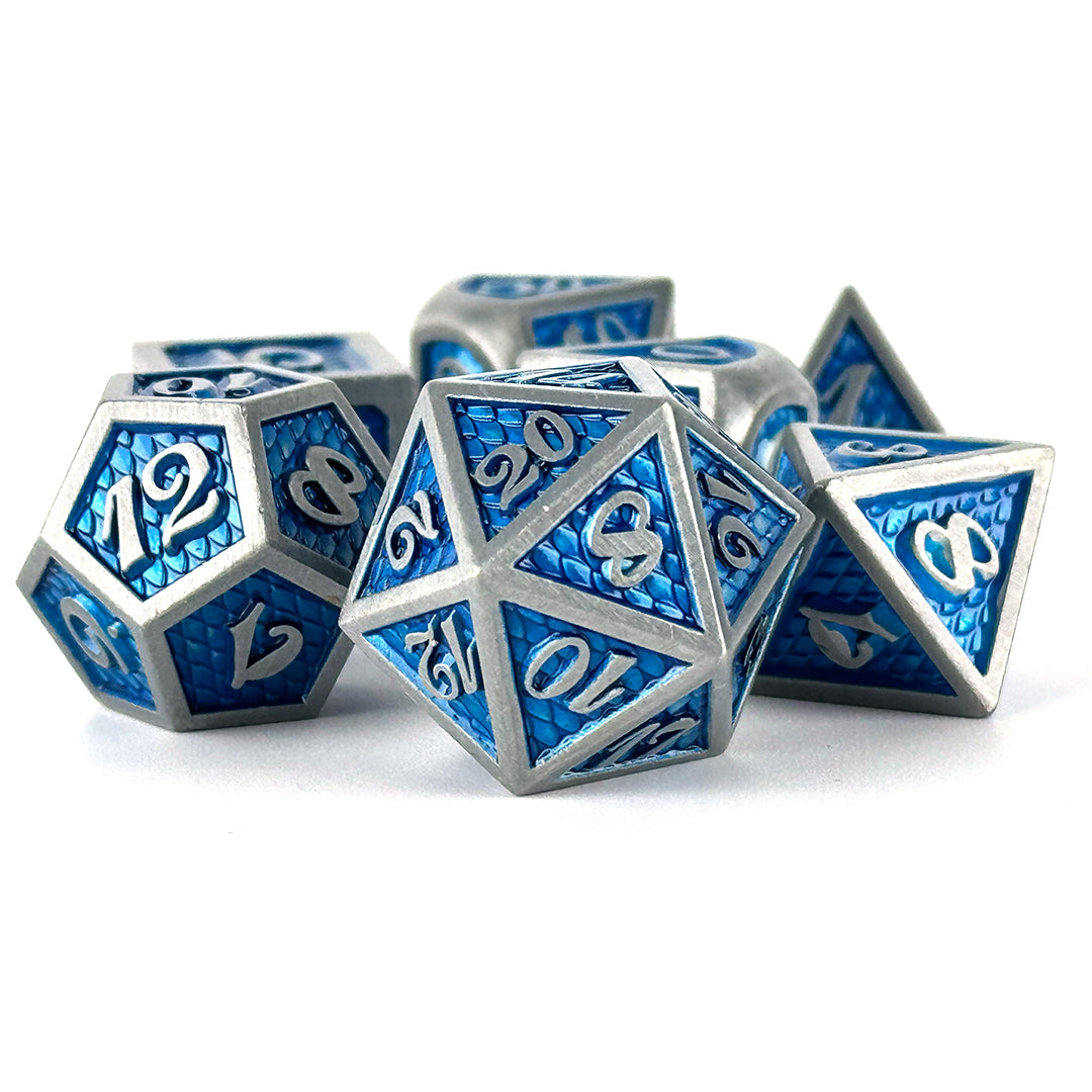 Scales of The Blue Wyrm dnd dice set