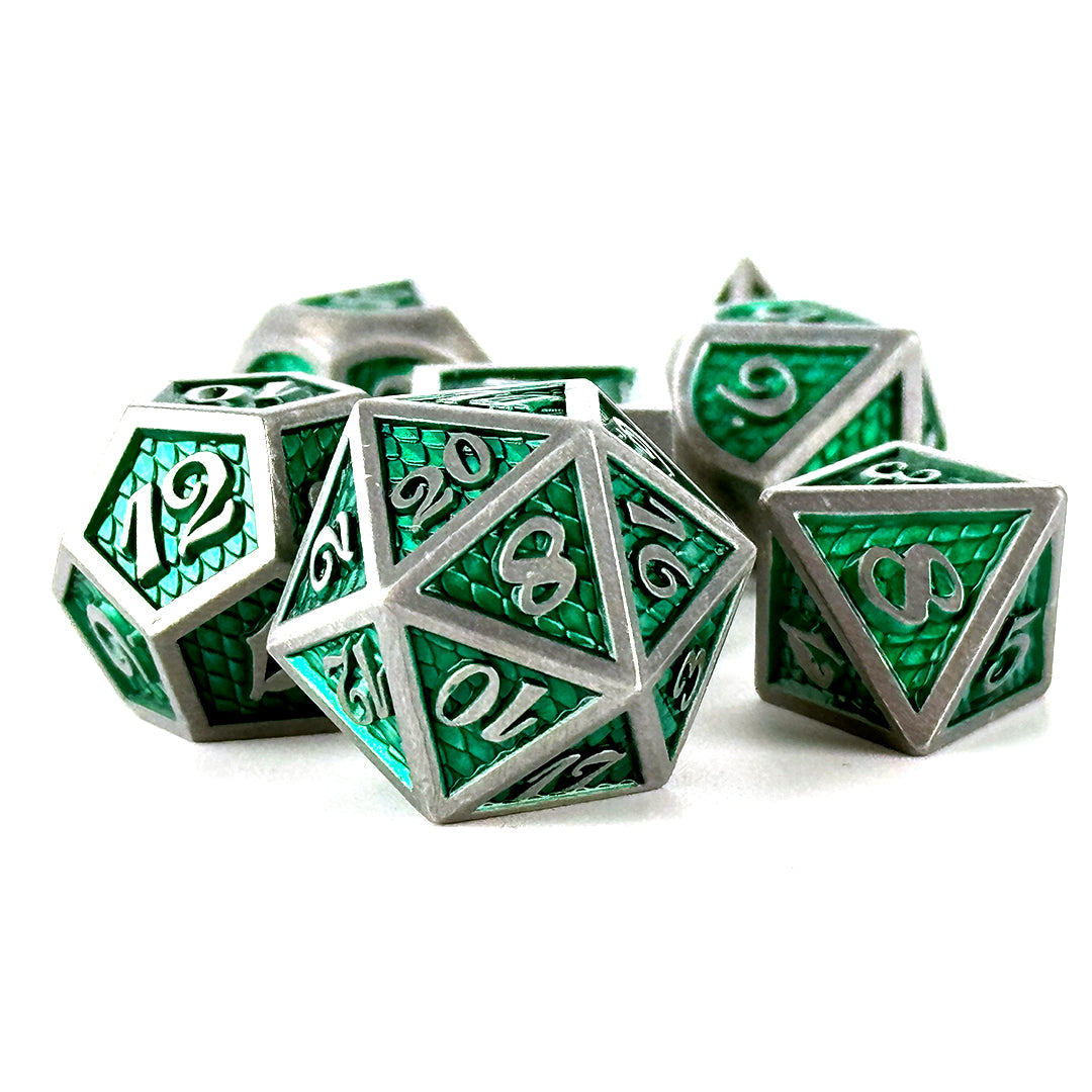 Scales of the green wyrm dnd dice set