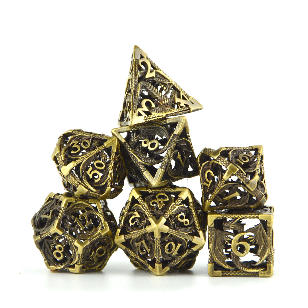 Nickel hollow metal dice for TTRPG Games like DND