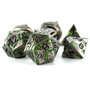Green and silver dnd dice