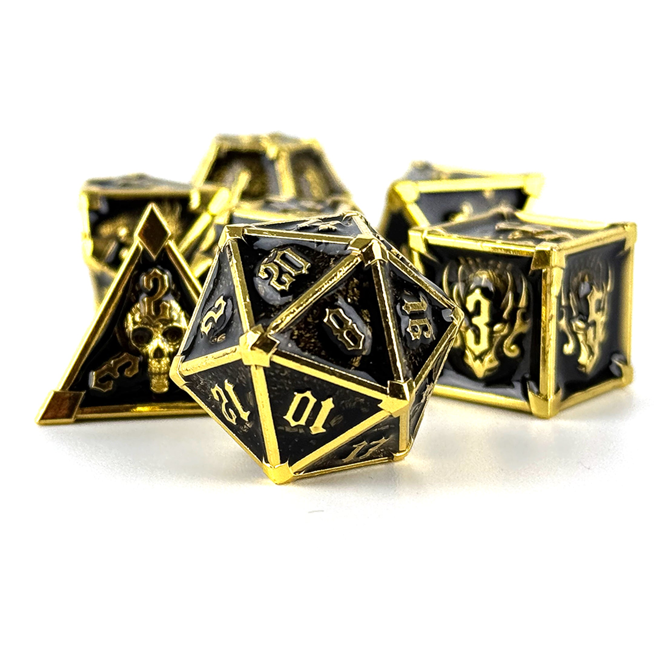 Nechhroma glod and black dnd dice