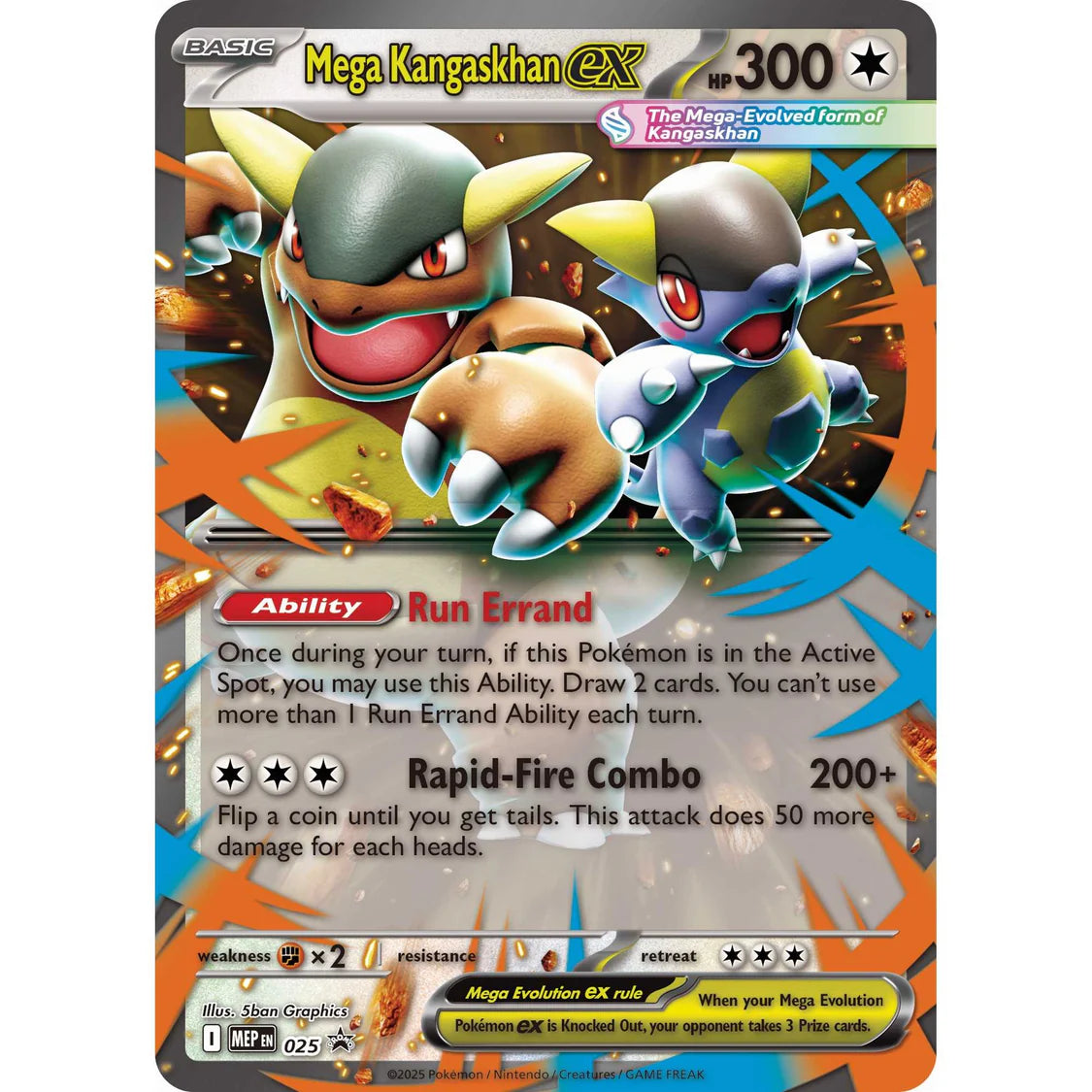 Mega Kangaskhan EX trading card with character illustration and game details