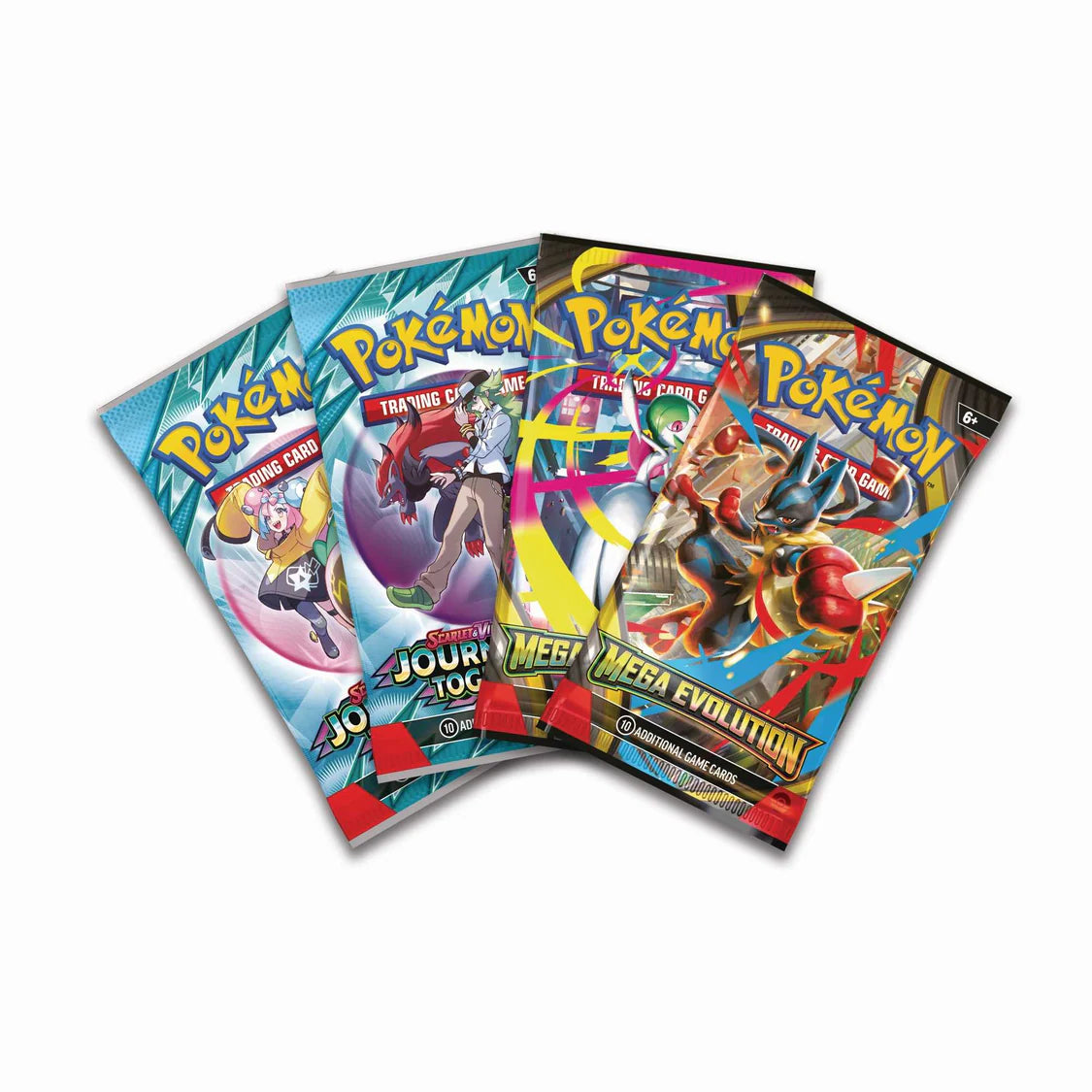 Four Pokemon trading card books on a white background