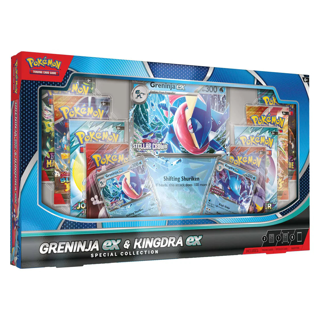 Pokémon Greninja ex & Kingdra ex Special Collection packaging with trading cards.