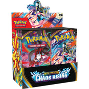 Pokémon Trading Card Game Mega Evolution Chaos Rising Booster Box on a white background