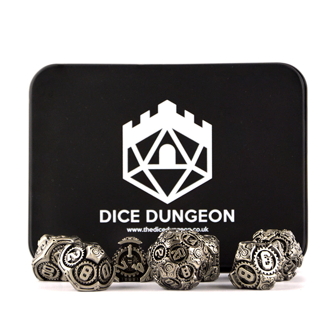 Tinker Toys: Silver dnd dice with tin