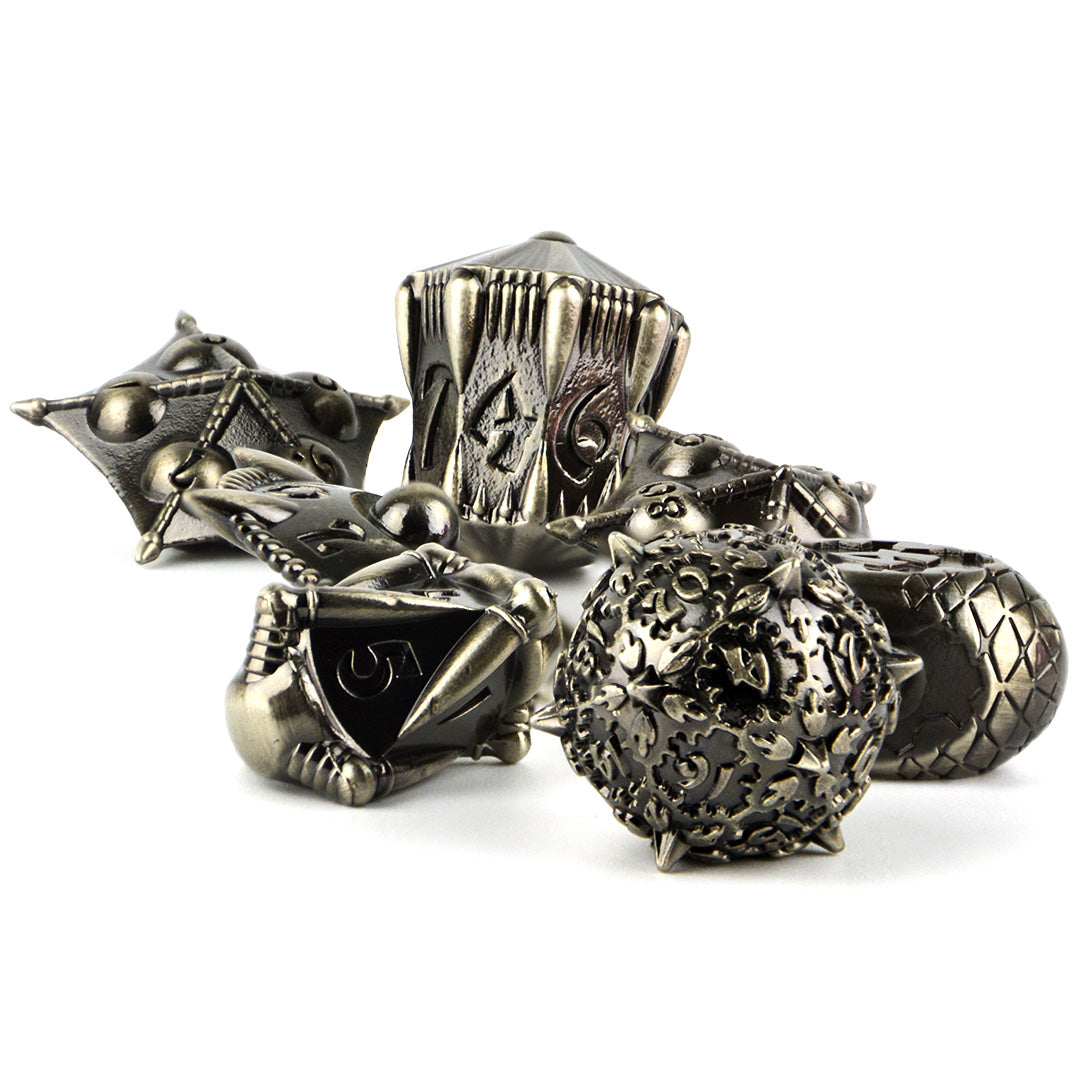 Metallurgic Mastery silver dnd dice set