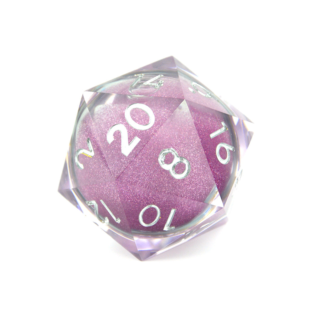 Dungeons and Dragons 55mm Large Resin Glitter Pink dice sharp edge
