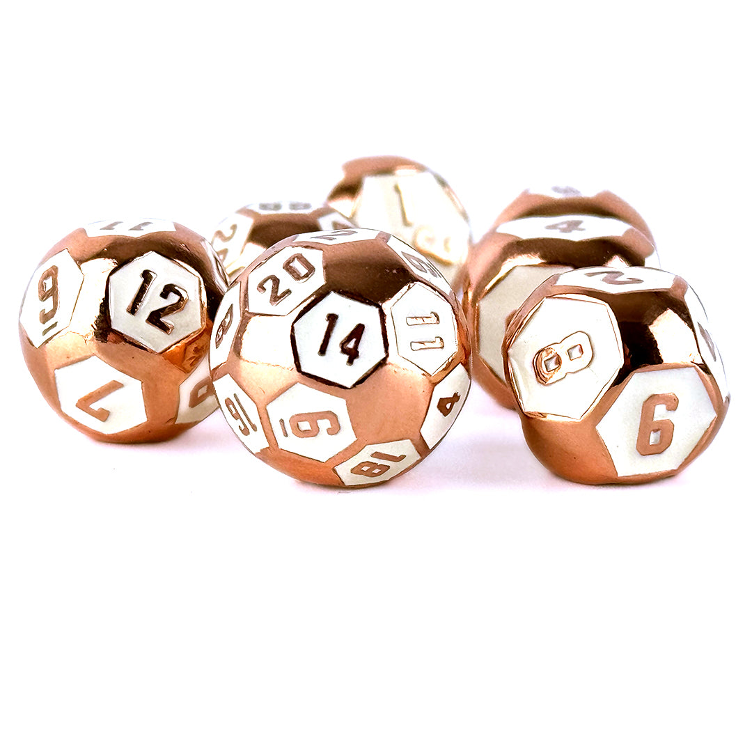 Gilded sphere rose gold dnd dice set 