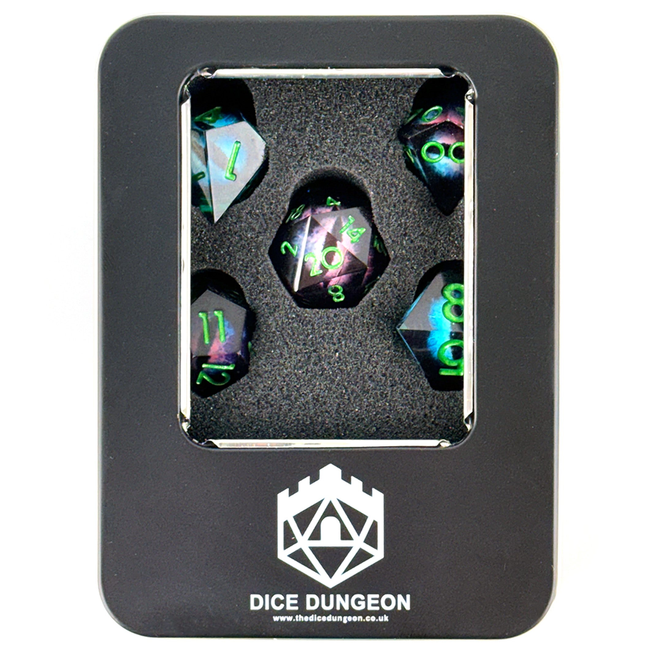 The Watcher Envious Shamrock dnd dice with tin