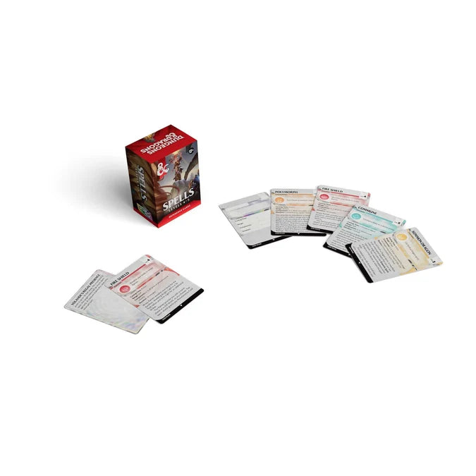 Card game with cards and a box on a white background