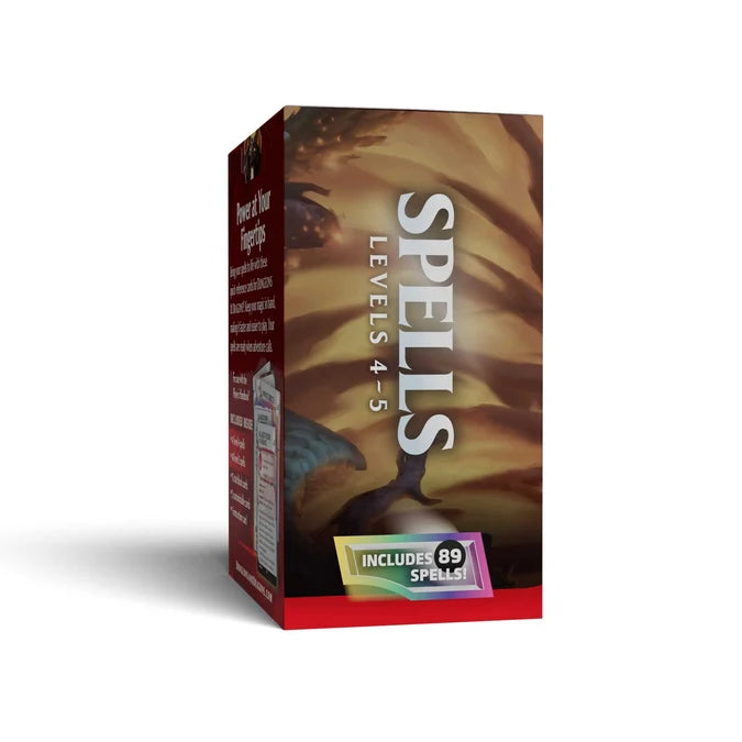 Box of 'Spells' levels 4-5 with fantasy design on a white background