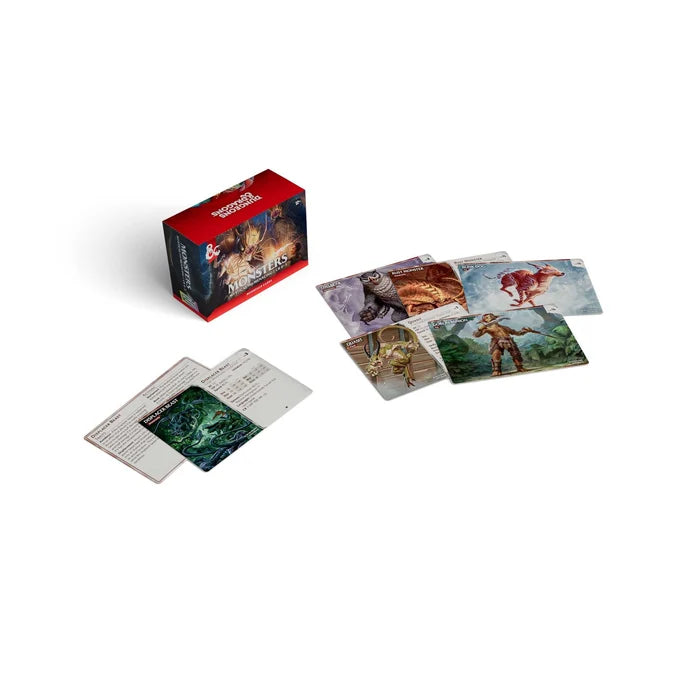 Card game box with illustrated cards on a white background