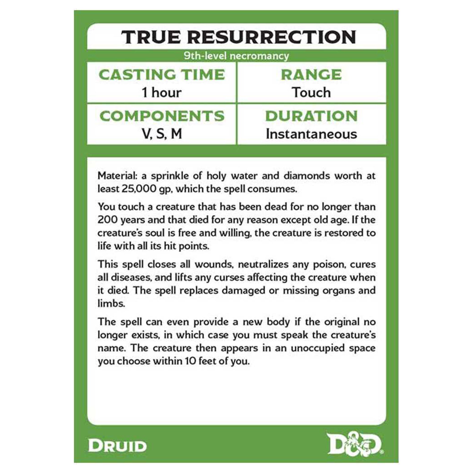 D&D Spellbook Cards - Druid