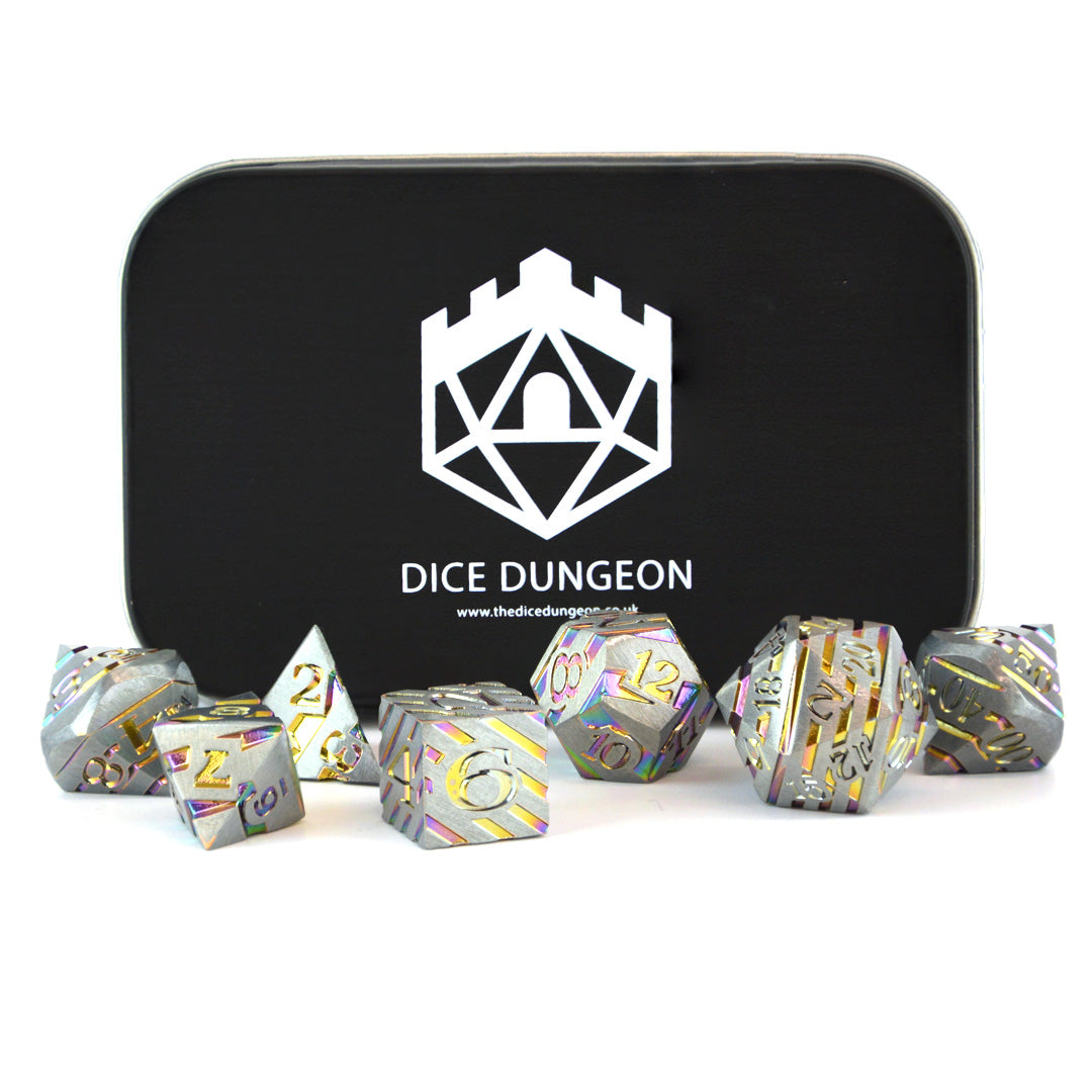 Legendary Ore Bornite dnd dice set with tin