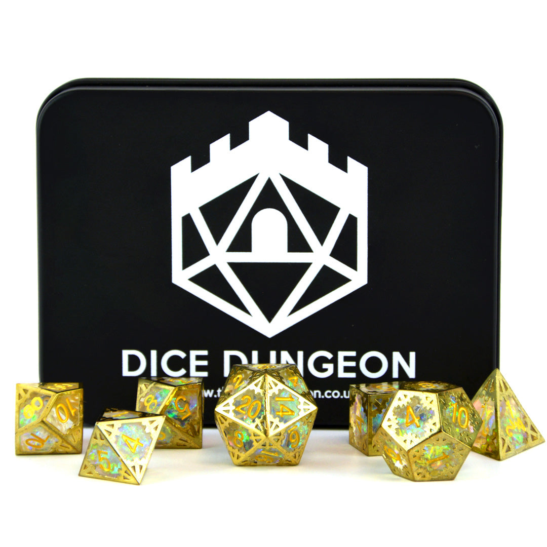 Divine Reliquary dnd dice set with tin