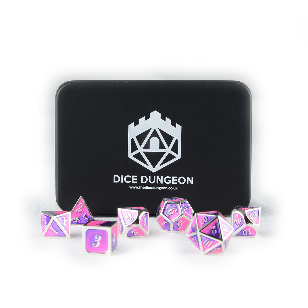 faerie fire dnd dice set with tin