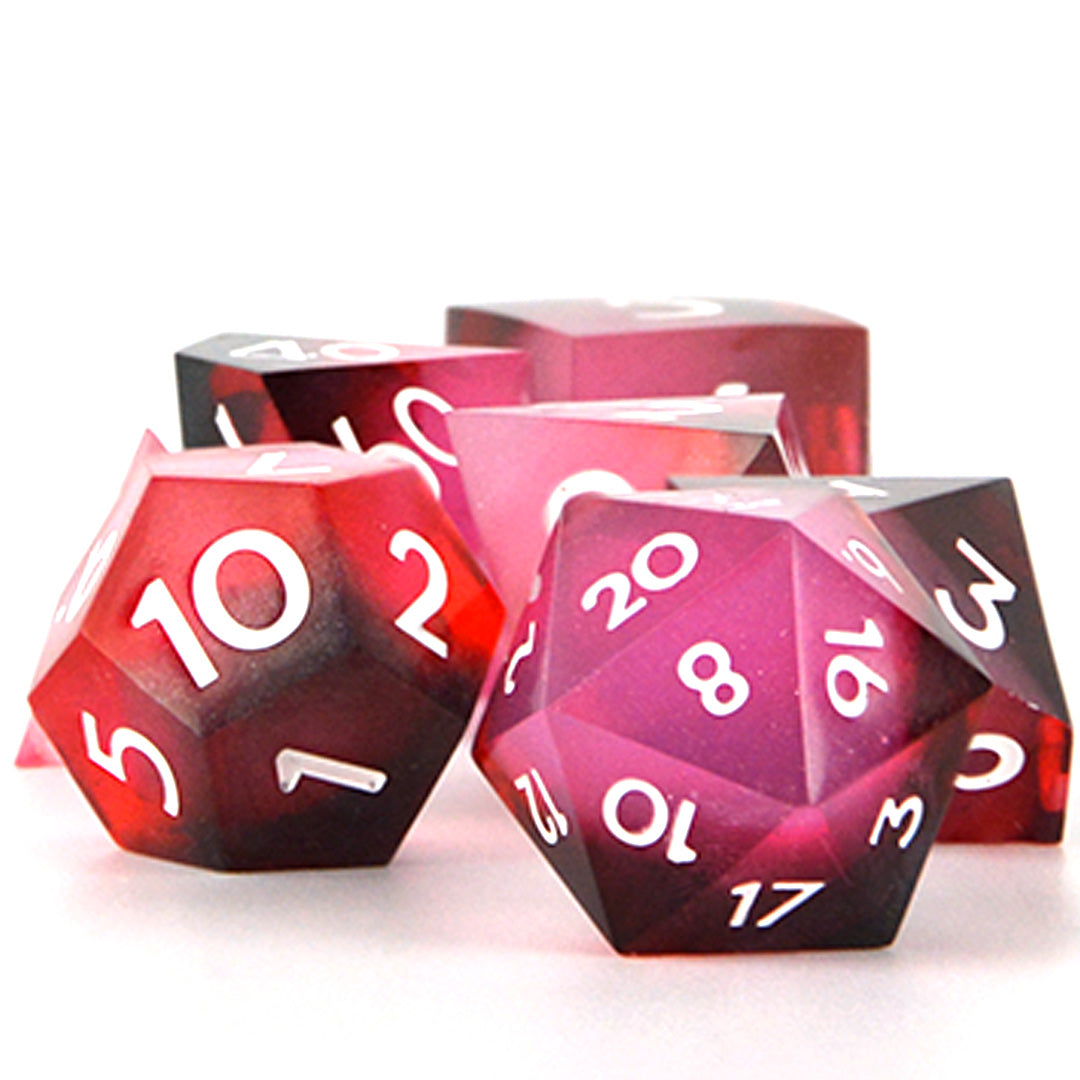 Passion Red and PInk resin dnd dice set