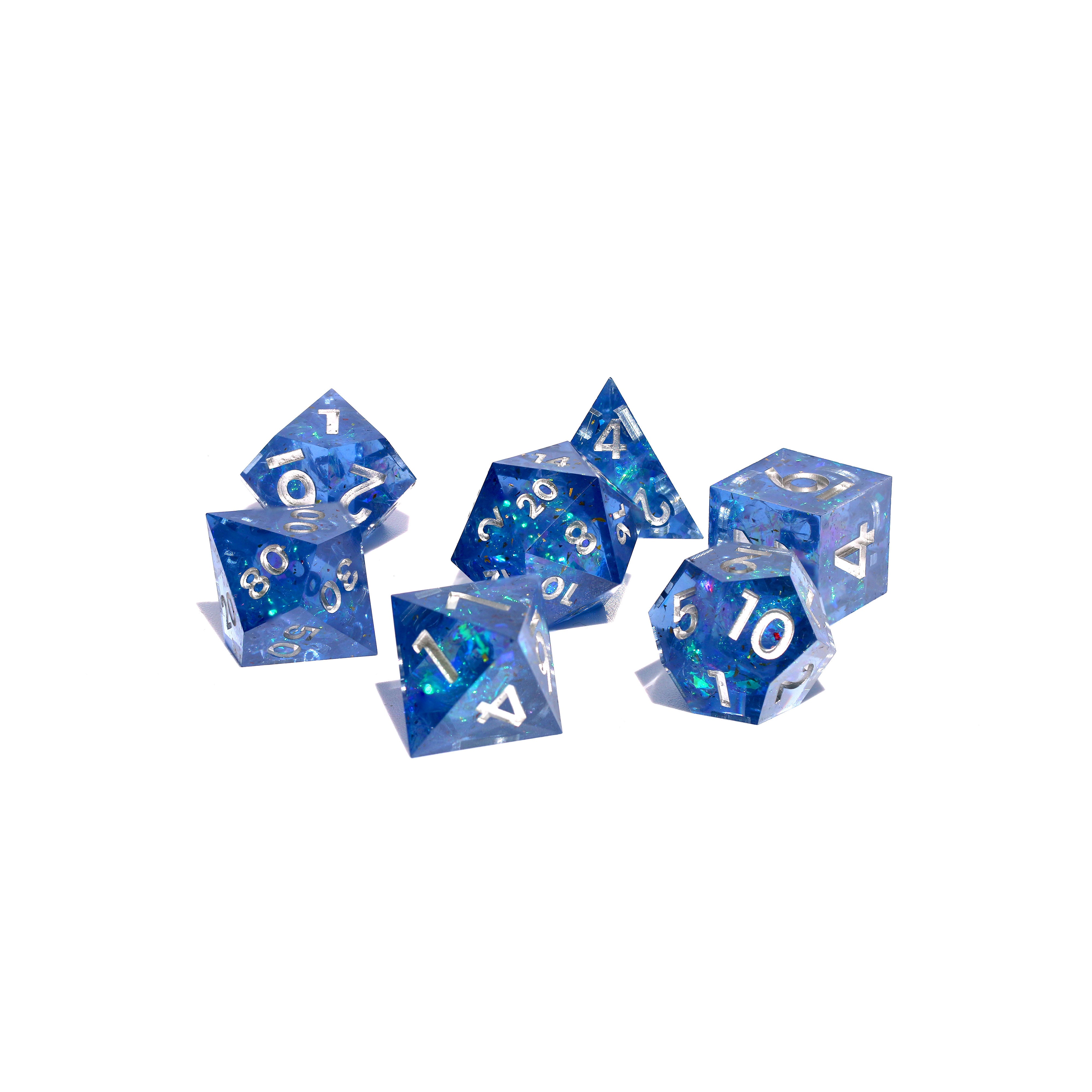 blue sharp edge dnd dice set