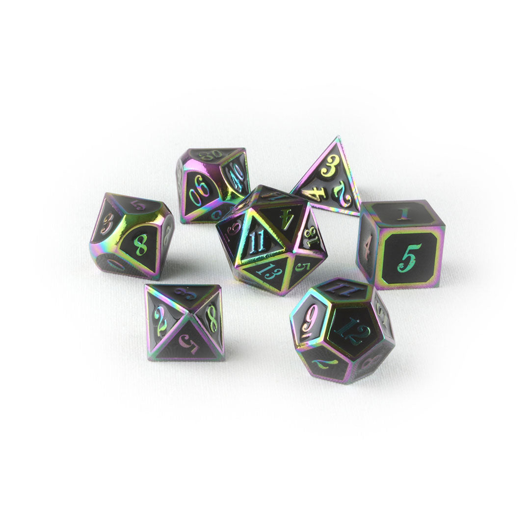 rainbow black dnd dice set 