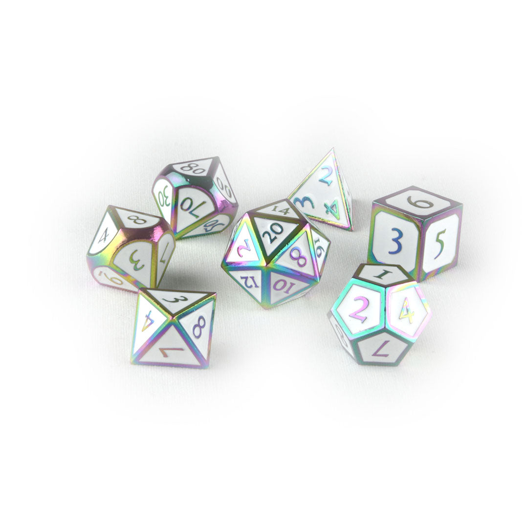 Rainbow White metal dnd dice