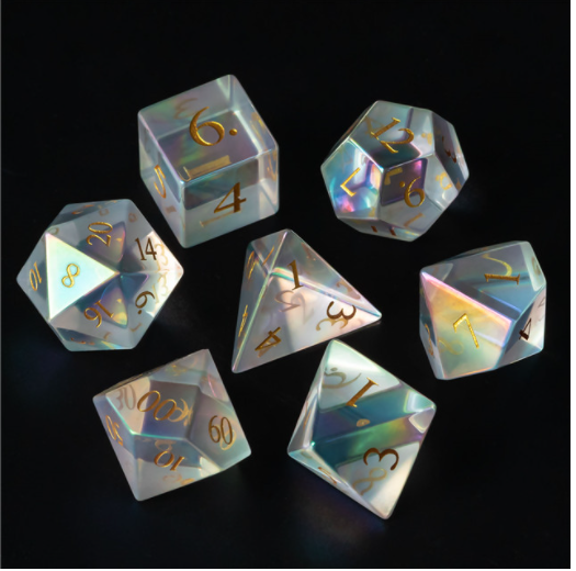 Holy Aura rainbow glass dnd dice