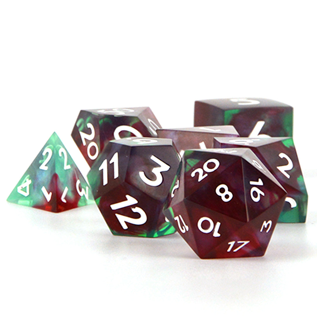 Goblins Blood red and green resin dnd dice set